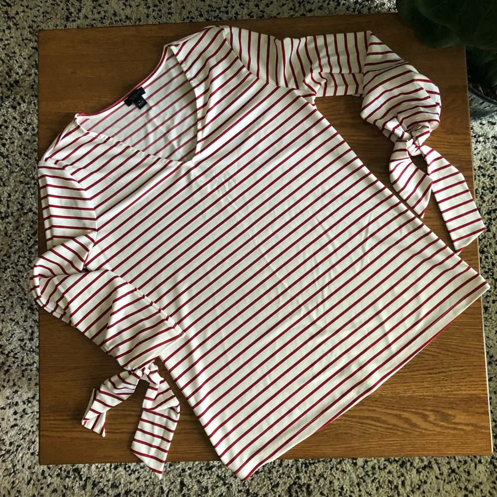 Ann Taylor Red and White Striped Top